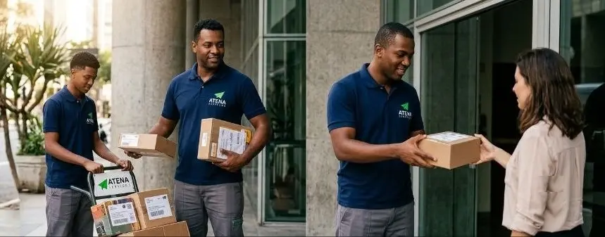 Equipe de entrega da Atena Serviços